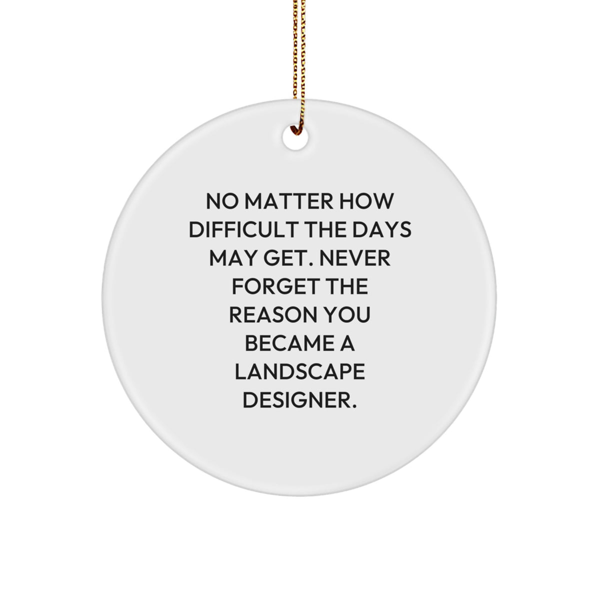 Landscape Designer Gift from Men - 'Never Forget The Reason' Funny Circle Ornament for Christmas Unique Gifts for Family - White, MDF, Sublimation Print - Image 1