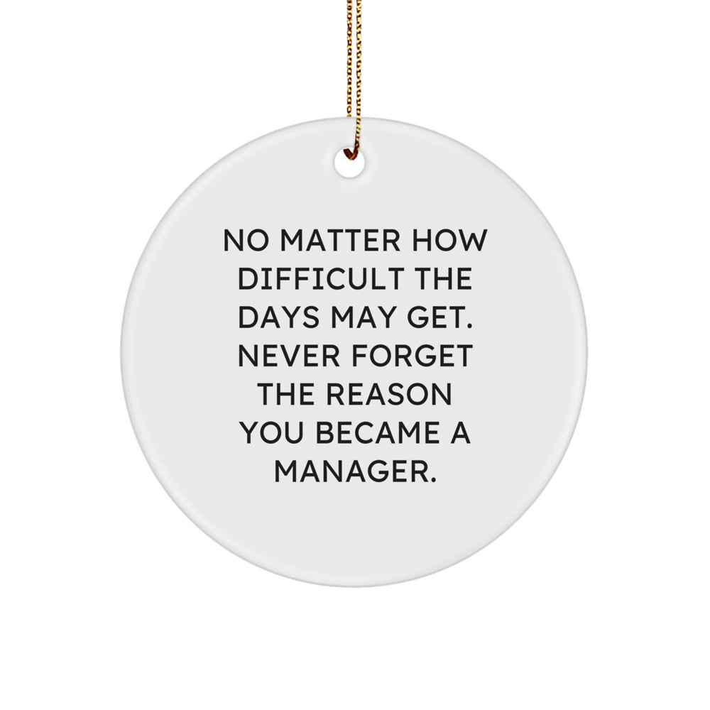 Funny Inspirational Manager Gifts from Family for Manager Christmas Unique Circle Ornament, Never Forget the Reason You Became a Manager - Image 1