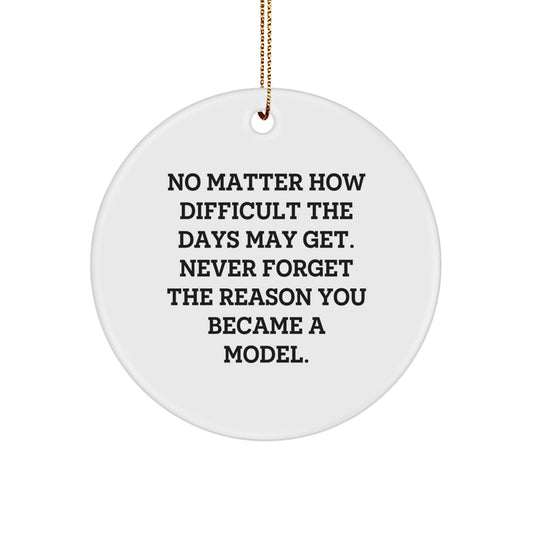Funny Model Gifts for Friends, Inspirational Circle Ornament with Quote 'No Matter How Difficult The Days May Get' for Model Enthusiasts, Unique Christmas Unique Gifts from Friends to Friends - Image 1