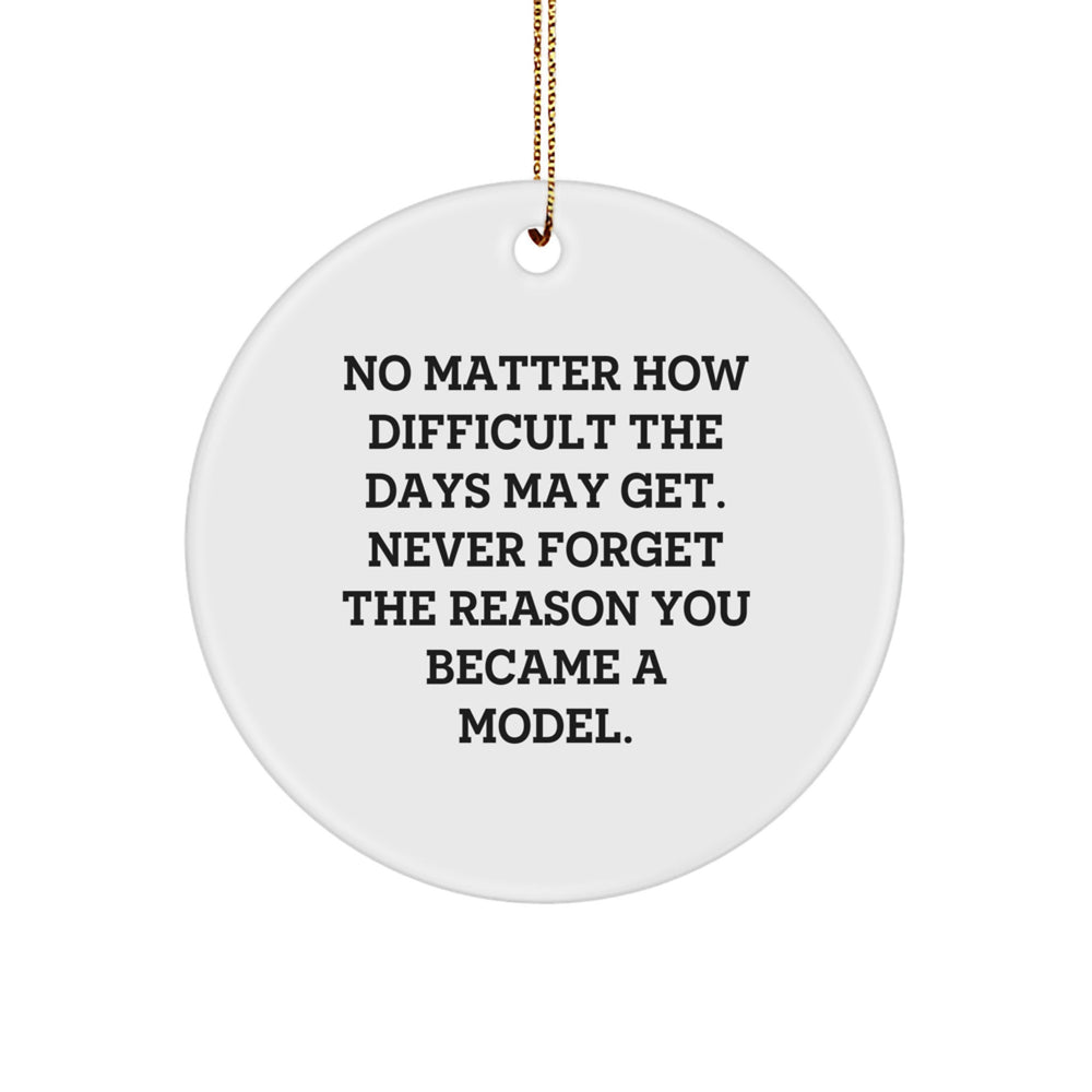 Funny Model Gifts for Friends, Inspirational Circle Ornament with Quote 'No Matter How Difficult The Days May Get' for Model Enthusiasts, Unique Christmas Unique Gifts from Friends to Friends - Image 1