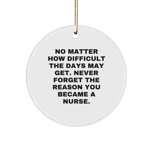 Nurse Circle Ornament Funny Quote Gifts from Men for Women Coworkers Family Friends - Never Forget The Reason You Became A Nurse - Image 1