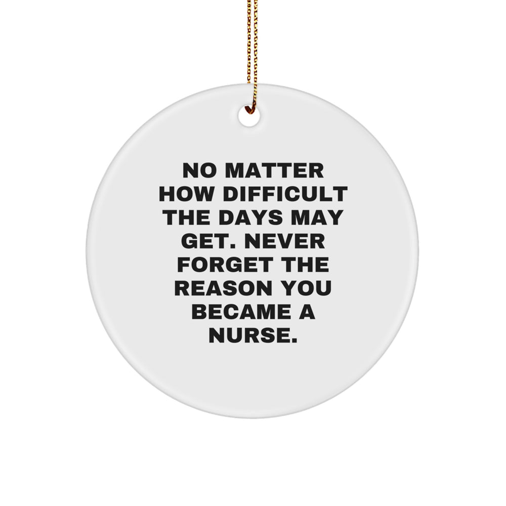 Nurse Circle Ornament Funny Quote Gifts from Men for Women Coworkers Family Friends - Never Forget The Reason You Became A Nurse - Image 1
