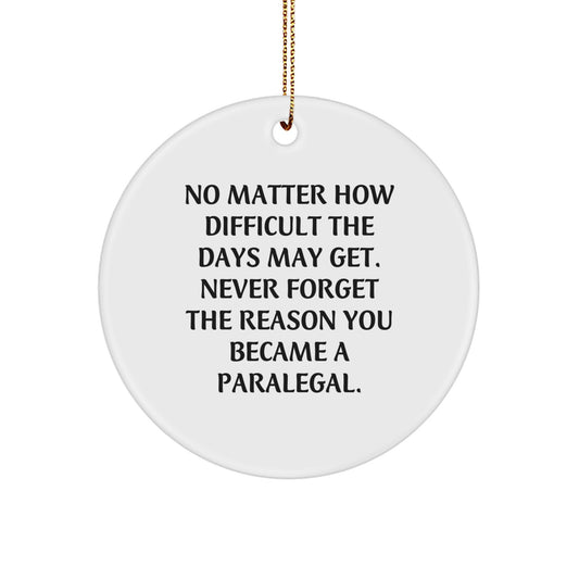 Paralegal Inspirational Motivational Circle Ornament Gifts for Men and Women from Friends, Coworkers, Family this Christmas - Image 1