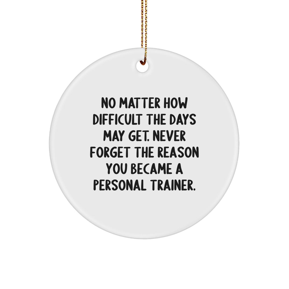 Personal Trainer Motivation Circle Ornament, Gifts from Family to Personal Trainer, Never Forget the Reason, Christmas Unique Gifts for Men - Image 1