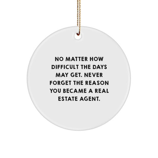 Real Estate Agent Gifts from Friends - 'Never Forget The Reason You Became' Circle Ornament, White, 2.75" Tall, Christmas Unique Present for Real Estate Agent Coworkers - Image 1