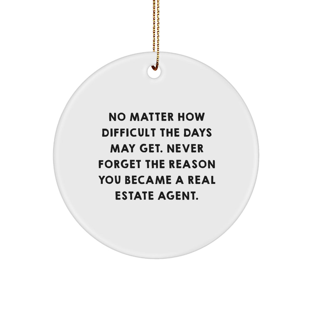 Real Estate Agent Gifts from Friends - 'Never Forget The Reason You Became' Circle Ornament, White, 2.75" Tall, Christmas Unique Present for Real Estate Agent Coworkers - Image 1