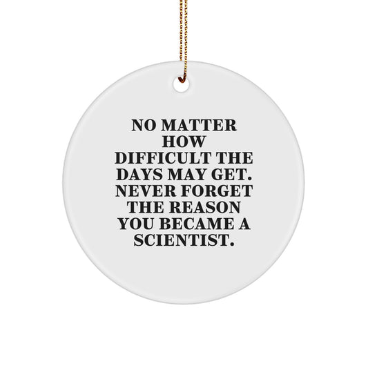 Funny Scientist Gifts for Christmas, Gifts from Friends to Family, Circle Ornament for Scientist, Inspirational Quote - Image 1