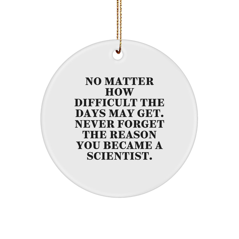 Funny Scientist Gifts for Christmas, Gifts from Friends to Family, Circle Ornament for Scientist, Inspirational Quote - Image 1