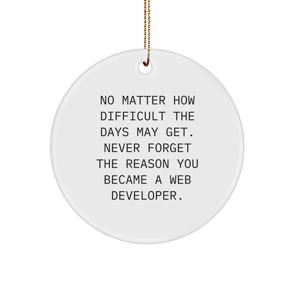 Web Developer Gifts from Friends - Inspirational Circle Ornament for Men - Christmas Unique Presents for Web Developers - 'No Matter How Difficult The Days May Get...' - Image 1