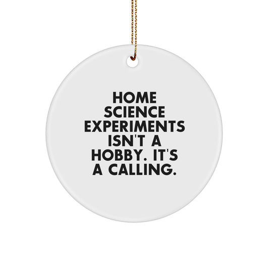 Home Science Experiments Gifts for Friends, Family, and Coworkers - Christmas Unique Circle Ornament 'Home Science Experiments Isn't A Hobby. It's A Calling.' - Image 1