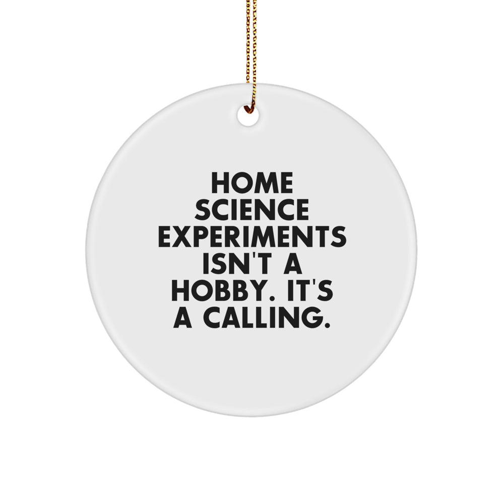 Home Science Experiments Gifts for Friends, Family, and Coworkers - Christmas Unique Circle Ornament 'Home Science Experiments Isn't A Hobby. It's A Calling.' - Image 1