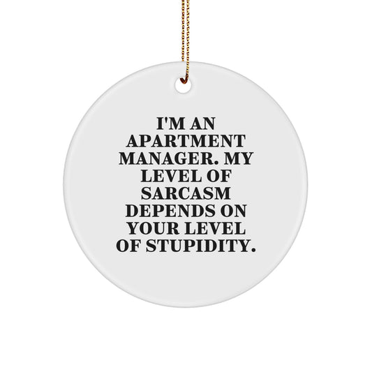 Funny Apartment Manager Gifts, Gifts from Friends to Apartment Manager, Cute Christmas Unique Gifts, Circle Ornament, I'm An Apartment Manager - Image 1