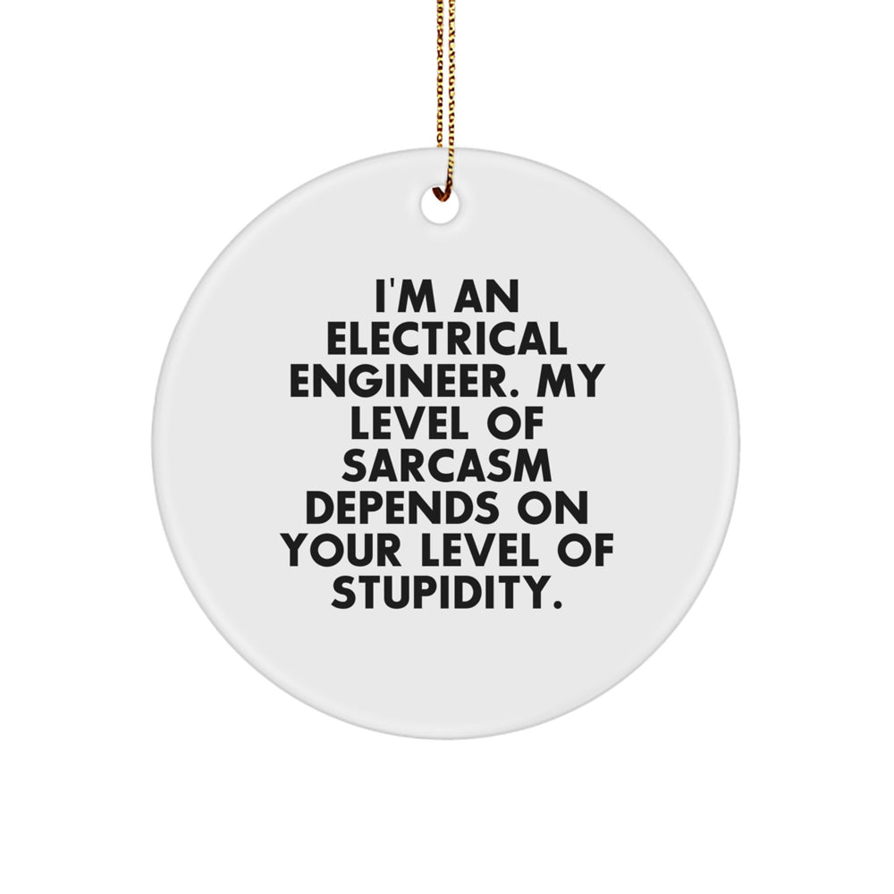 Electrical Engineer Sarcasm Gifts from Friends for Men, Circle Ornament, White, Christmas Unique - Image 1