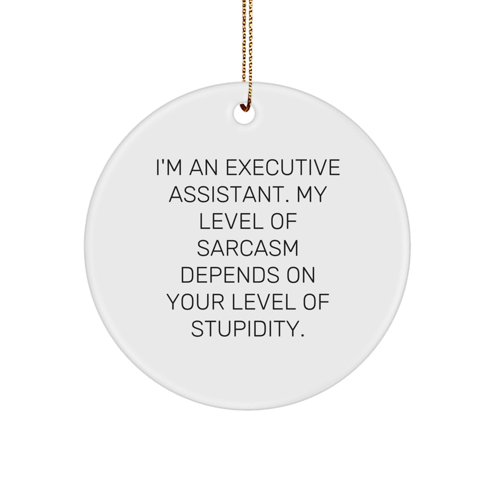 Funny Executive Assistant Gifts from Friends for Christmas Unique Circle Ornament, Sarcasm Humor, Gift Ideas for Executive Assistants, Office Decor, White Circle Shaped - Image 1