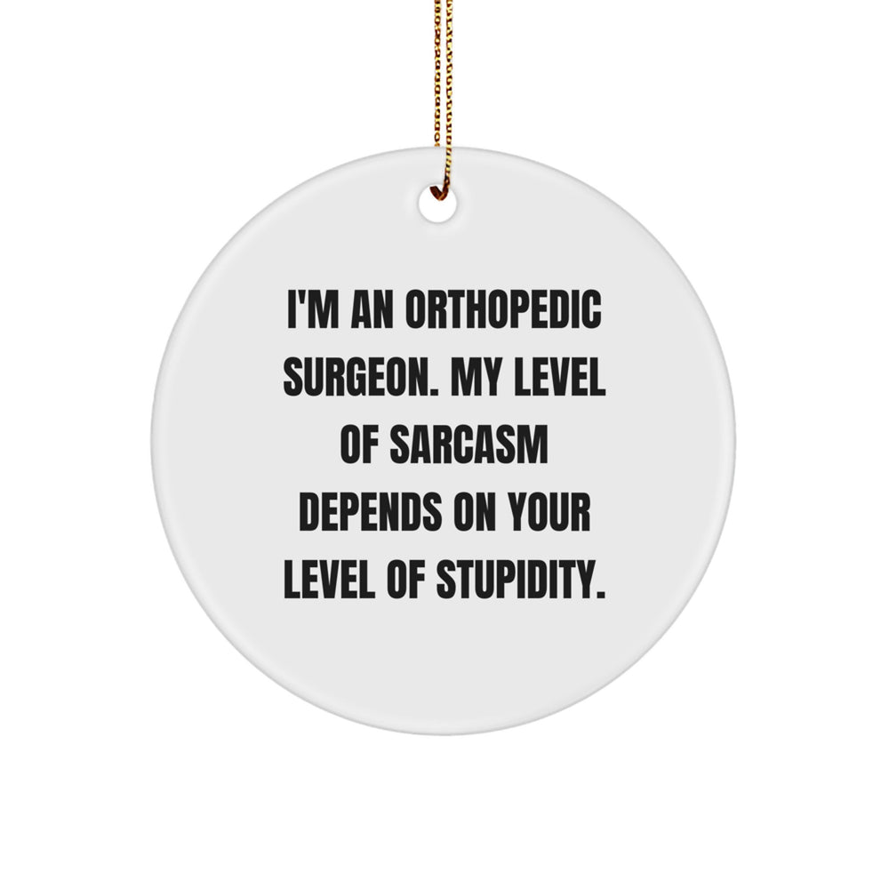 Funny Orthopedic Surgeon Gifts from Friends for Men, Unique Circle Ornament with Sarcasm Quote, Christmas Decorations for Office or Home - Image 1