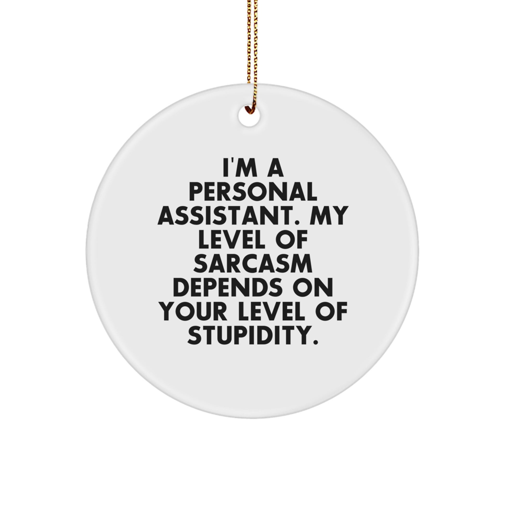 Funny Personal Assistant Gifts from Men, Women to Friends, Coworkers, Family - 'I'm A Personal Assistant. My Level Of Sarcasm Depends On Your Level Of Stupidity.' Christmas Unique Gifts - Image 1