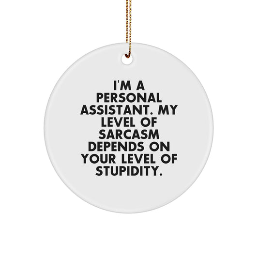 Funny Personal Assistant Gifts from Men, Women to Friends, Coworkers, Family - 'I'm A Personal Assistant. My Level Of Sarcasm Depends On Your Level Of Stupidity.' Christmas Unique Gifts - Image 1