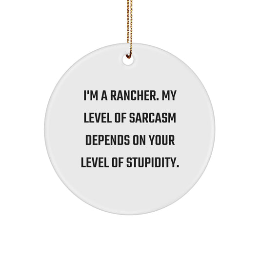 Funny Rancher Christmas Circle Ornament Gifts from Friends to Family Members with Sarcasm Quote - Image 1