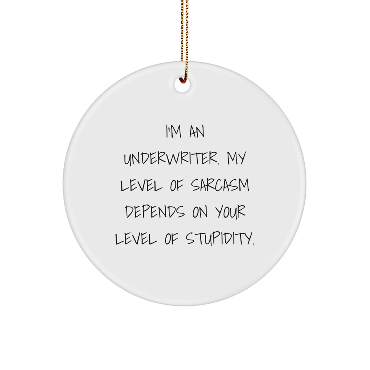 Funny Underwriter Gifts from Friends - Unique Circle Ornament with Sarcasm Quote for Underwriter Colleagues at Christmas - Image 1