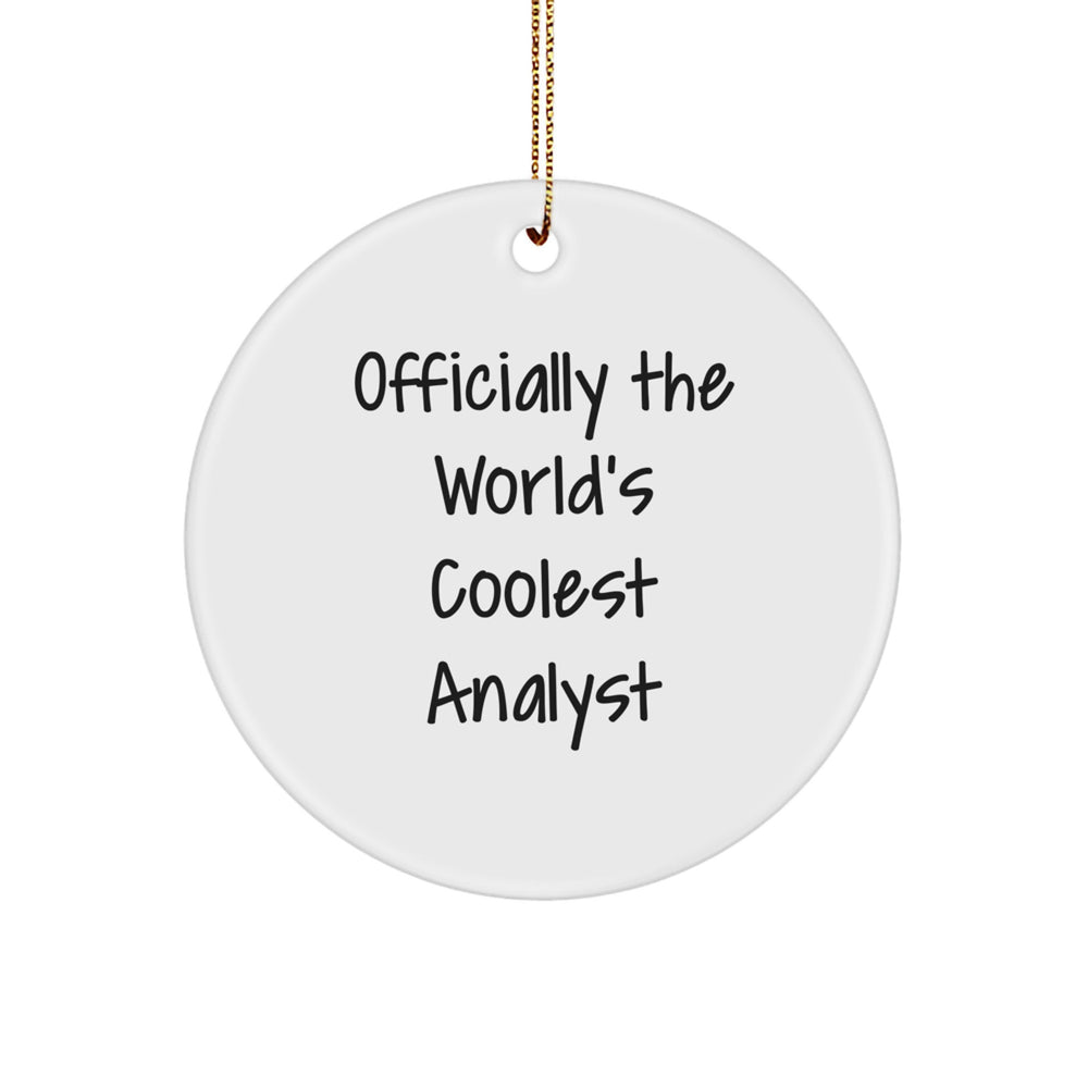 Funny Analyst Gifts from Friends - Officially The World's Coolest Analyst Circle Ornament, Unique Christmas Memorable Presents for Men, Women Coworkers Family - Image 1