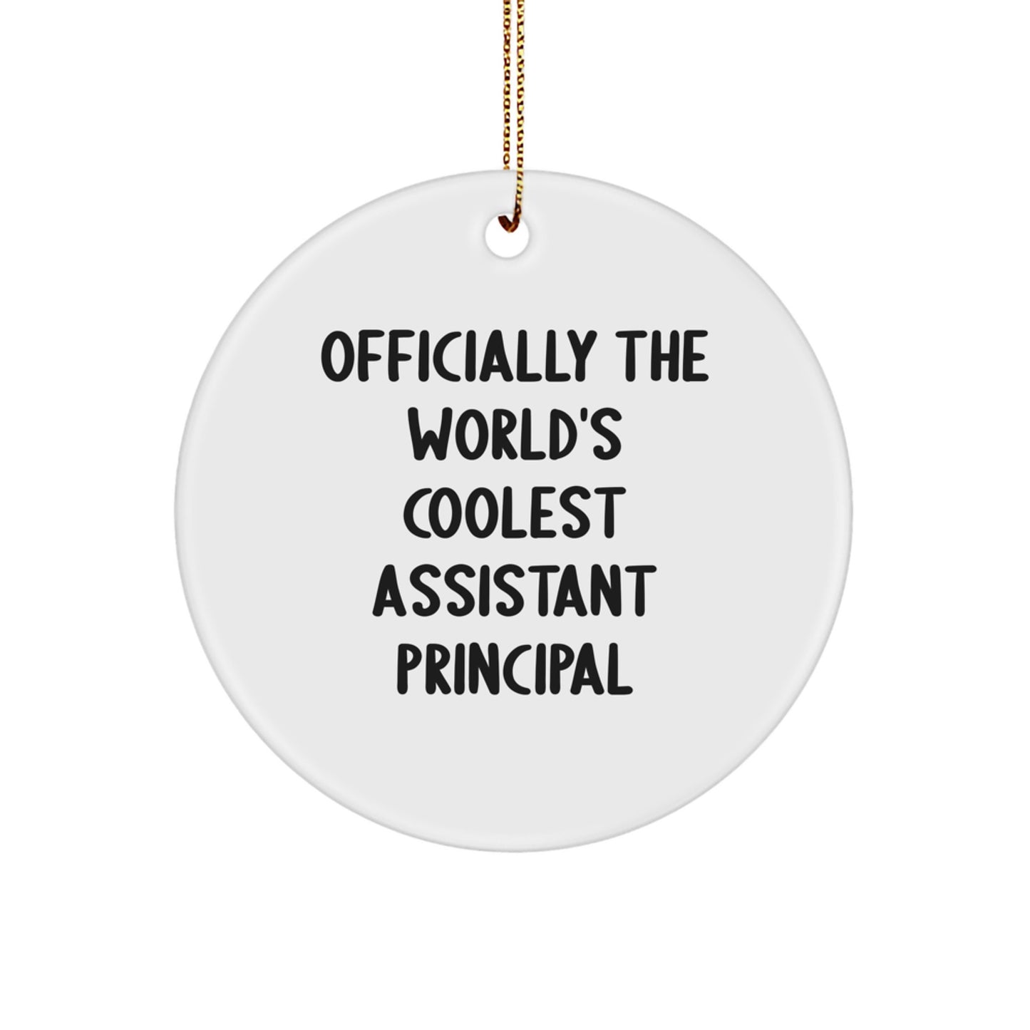 Funny Assistant Principal Gifts for Men - 'Officially The World's Coolest Assistant Principal' Circle Ornament, Christmas Unique Gifts from Men to Assistant Principals - Image 1