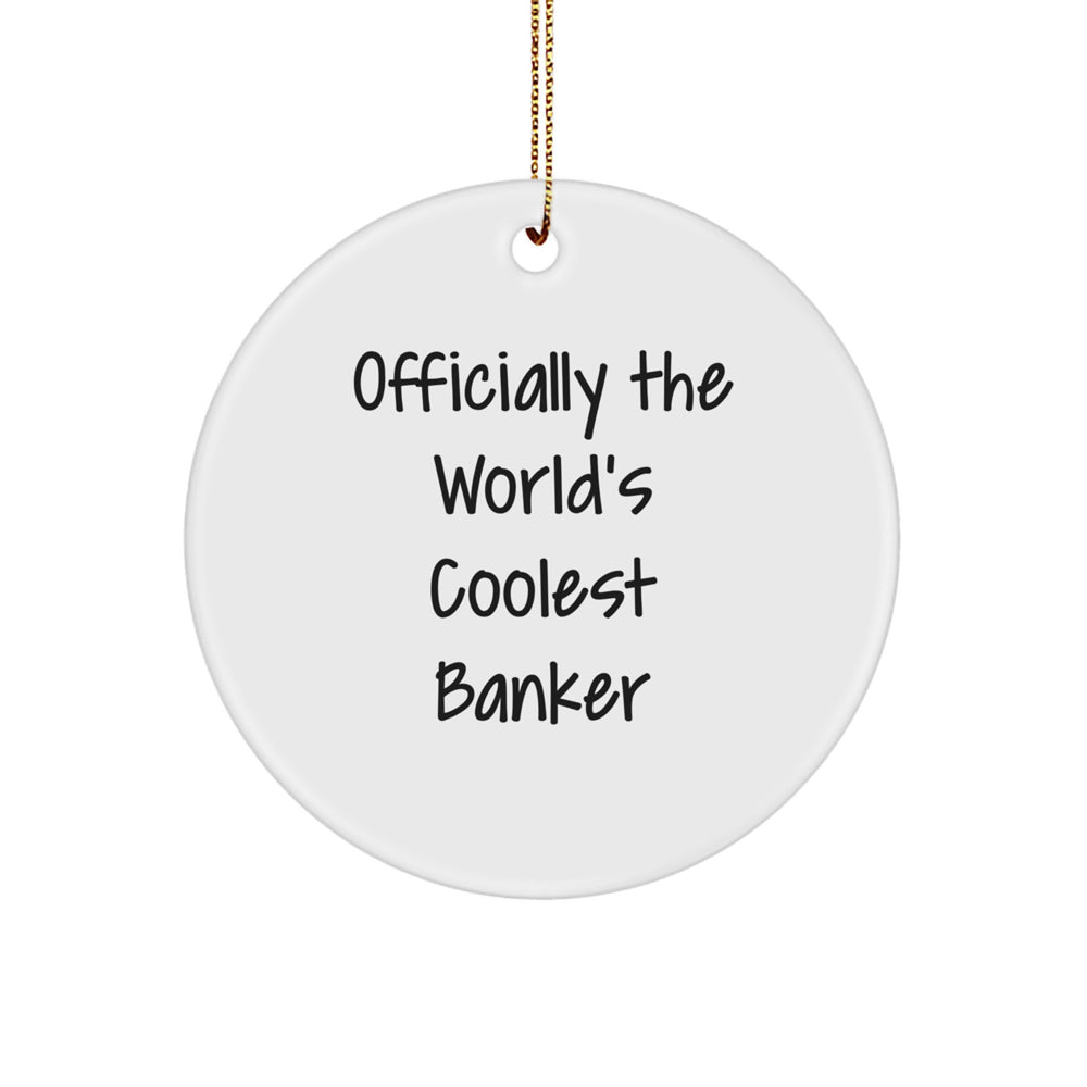 Funny Banker Gifts from Men to Officially The World's Coolest Banker Friends for Christmas Unique Circle Ornaments - Image 1