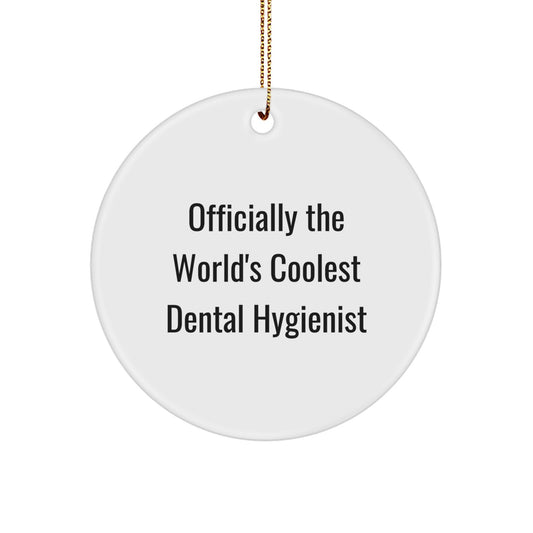 Funny Dental Hygienist Gifts for Friends, Unique Circle Ornaments for Men from Coworkers, Officially The World's Coolest Dental Hygienist - Image 1