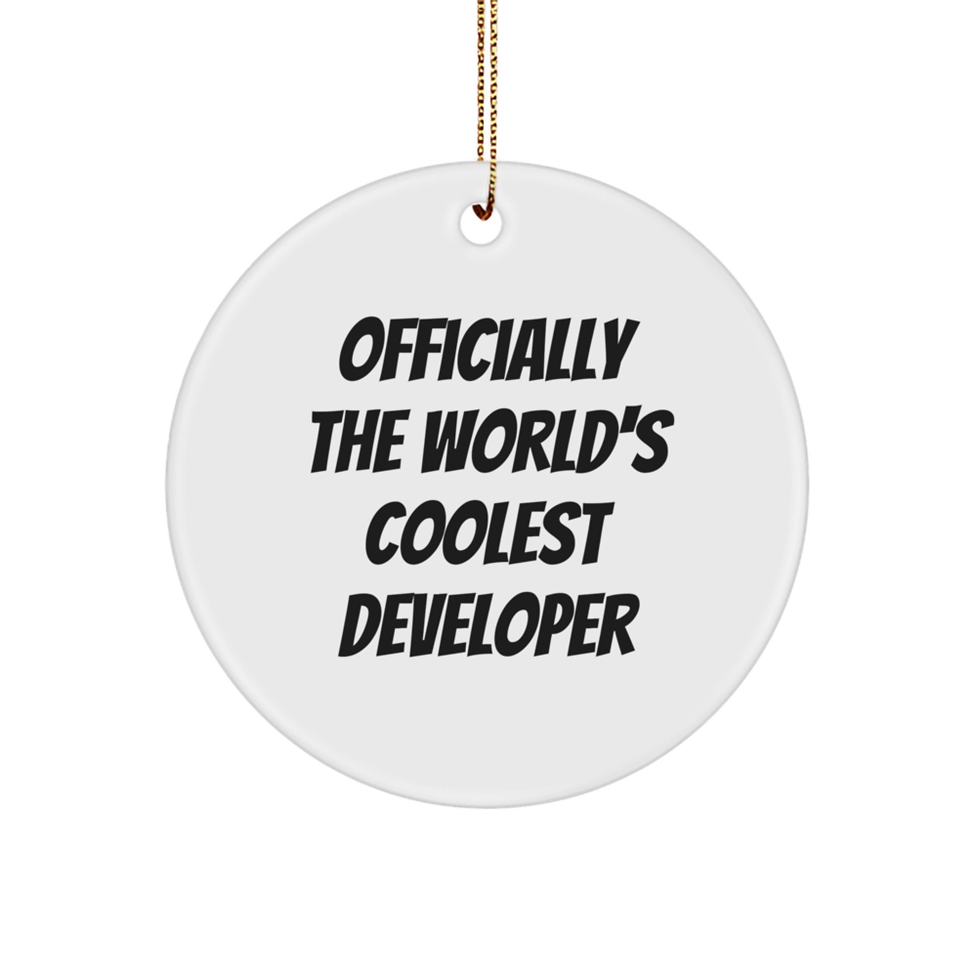 Funny Developer Gifts for Him, Officially The World's Coolest Developer - Circle Ornament, Christmas Unique Gifts from Friends to Family - Image 1