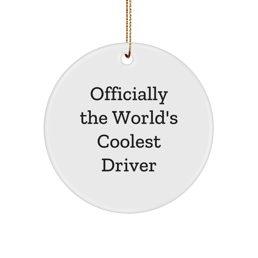 Funny Driver Gifts from Friends, Circle Ornament for Driver, Christmas Unique Circle Ornaments Officially The World's Coolest Driver - Image 1