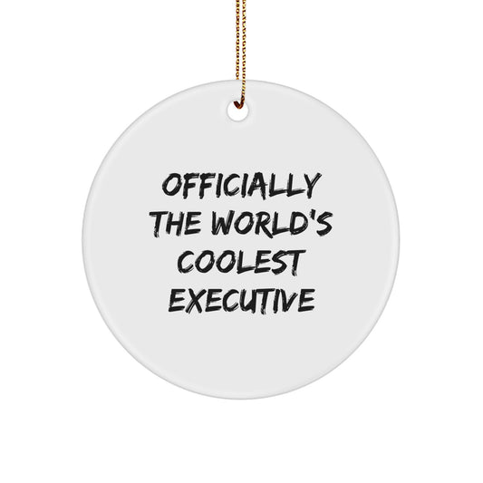 Funny Executive Gifts from Friends, Officially The World's Coolest Executive Circle Ornament for Christmas, Executive Men's Office Decor - Image 1