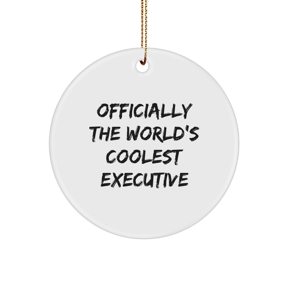 Funny Executive Gifts from Friends, Officially The World's Coolest Executive Circle Ornament for Christmas, Executive Men's Office Decor - Image 1