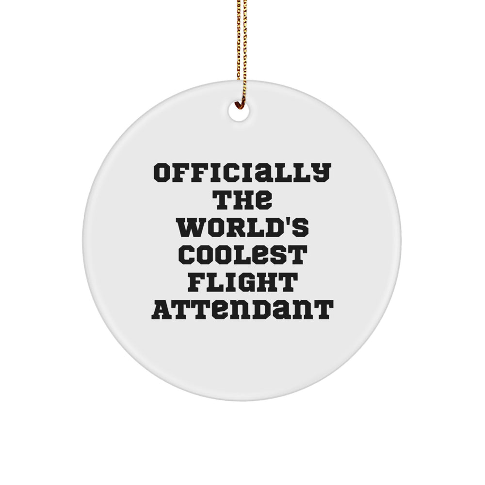 Unique Circle Ornament Gifts from Men to Flight Attendant Friends, Officially The 'World's Coolest' Quote, Christmas Decor - Image 1