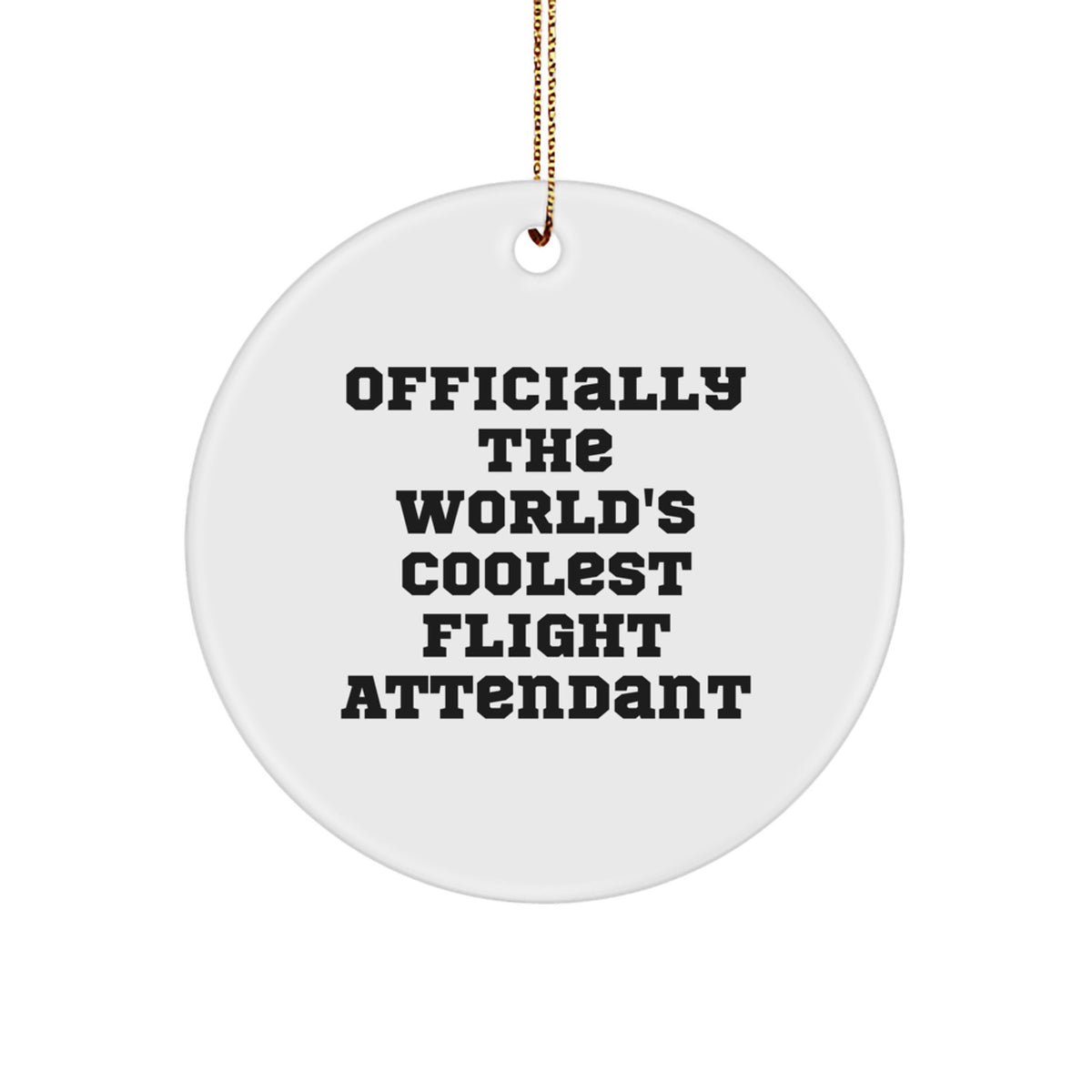 Unique Circle Ornament Gifts from Men to Flight Attendant Friends, Officially The 'World's Coolest' Quote, Christmas Decor - Image 1