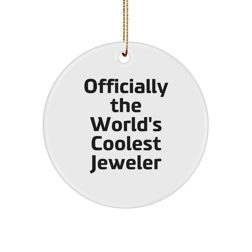 Handmade Jeweler Circle Ornament Gifts from Friends for Christmas - 'Officially The World's Coolest Jeweler' - Unique Circle Ornaments for Jeweler Enthusiasts - Image 1