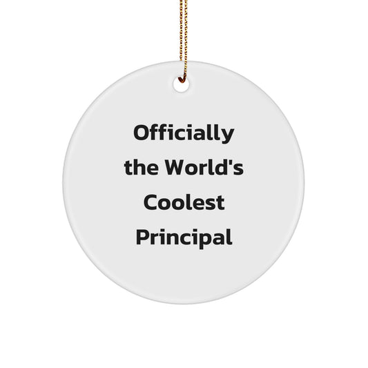 Funny Principal Gifts from Men for Officially The World's Coolest Principal Christmas Unique Ornaments Circle Decorations - Image 1