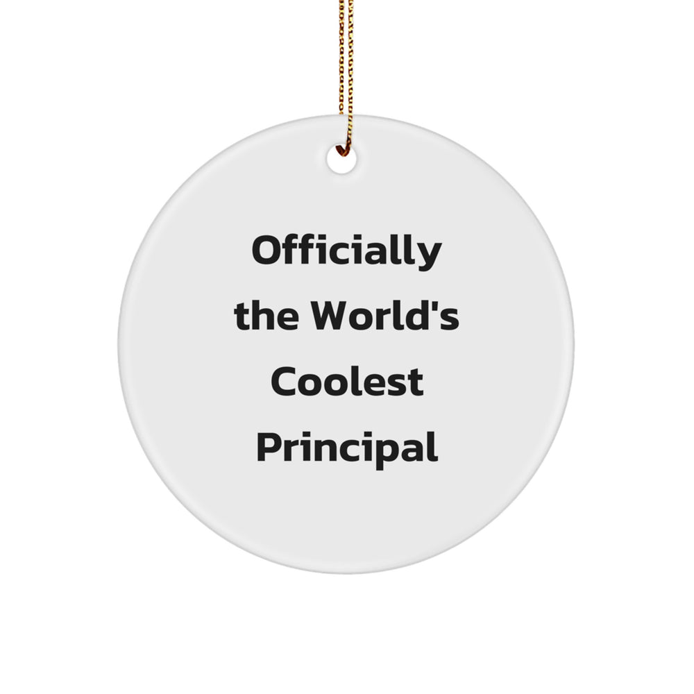 Funny Principal Gifts from Men for Officially The World's Coolest Principal Christmas Unique Ornaments Circle Decorations - Image 1
