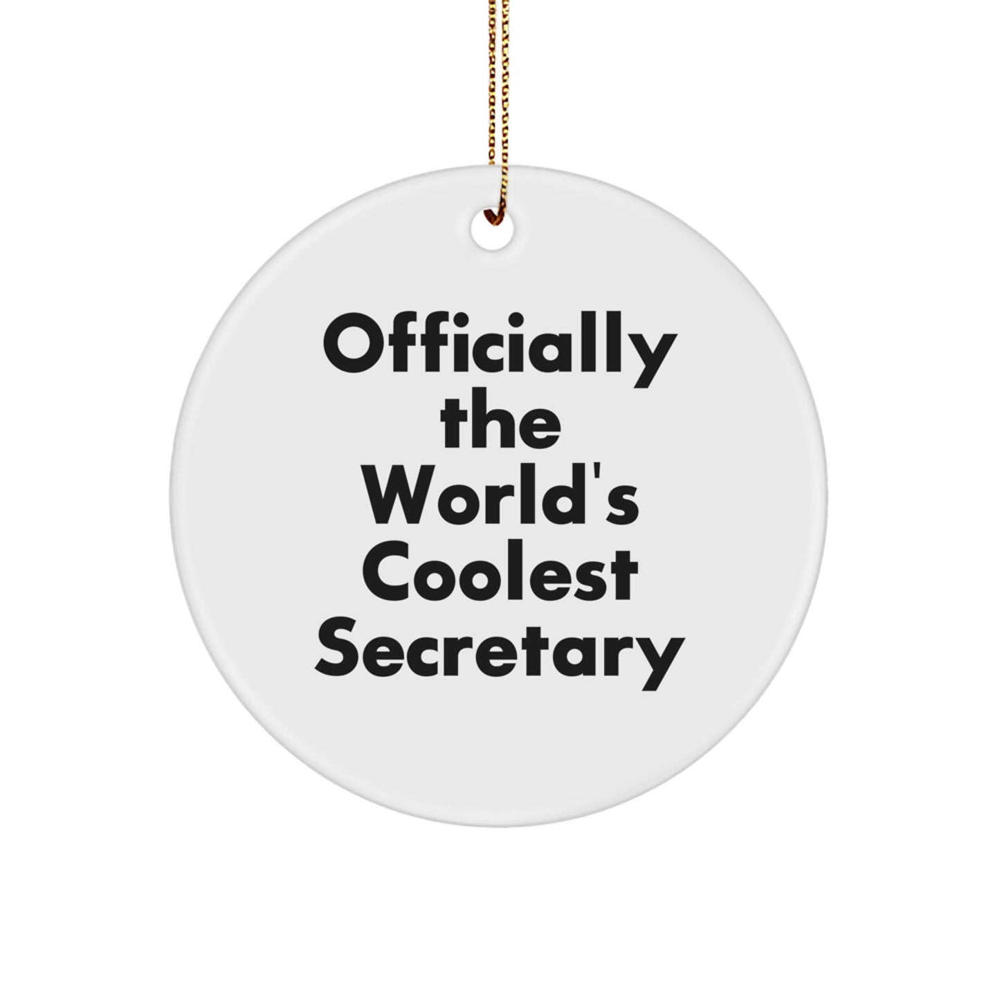 Unique Gifts for the World's Coolest Secretary, Fun Circle Ornament for Secretary, Christmas Unique Office Decor - Image 1