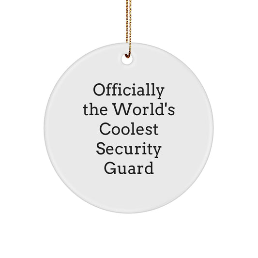 Funny Security Guard Gifts from Men to Christmas Circle Ornaments for Security Guards, 'Officially The World's Coolest Security Guard' - Image 1