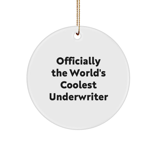 Underwriter Gifts from Friends - 'Officially The World's Coolest Underwriter' Christmas Unique Circle Ornament for Underwriter Men - Image 1