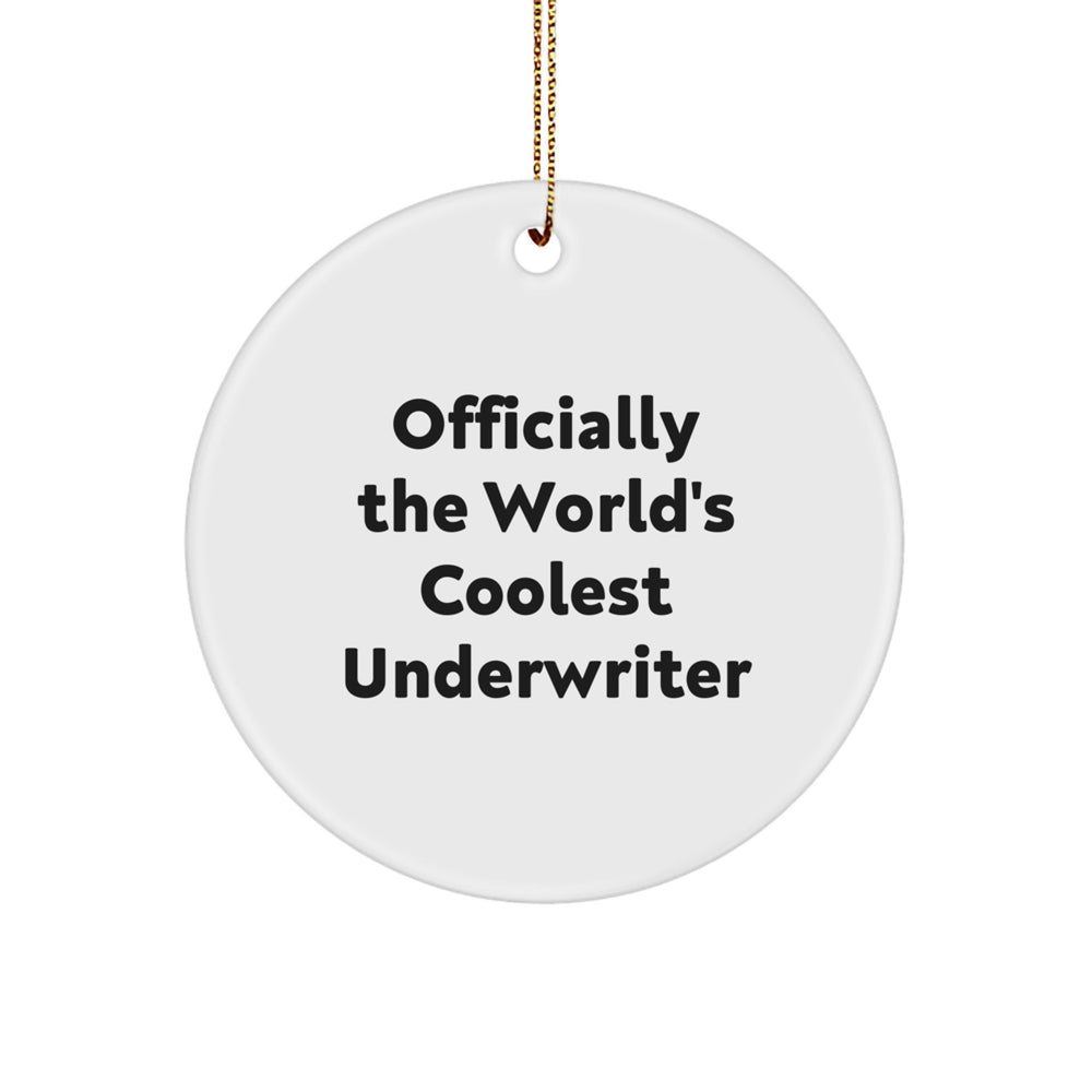 Underwriter Gifts from Friends - 'Officially The World's Coolest Underwriter' Christmas Unique Circle Ornament for Underwriter Men - Image 1