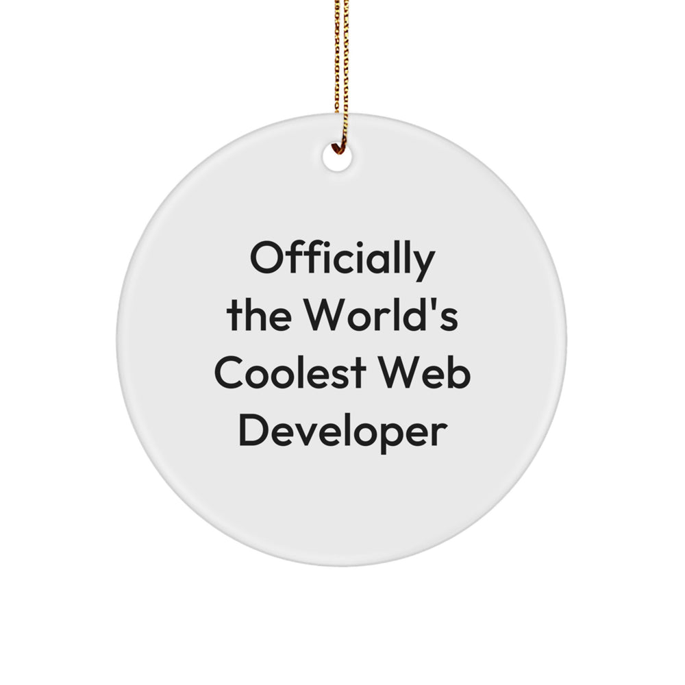 Funny Web Developer Gifts for Men, Officially The World's Coolest Web Developer Christmas Unique Gifts from Friends, Web Developer Circle Ornament - Image 1