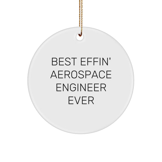 Funny Aerospace Engineer Gifts for Men, Best Effin' Aerospace Engineer Ever Circle Ornament, Unique Christmas Memorable Presents for Family, Friends, Coworkers - Image 1