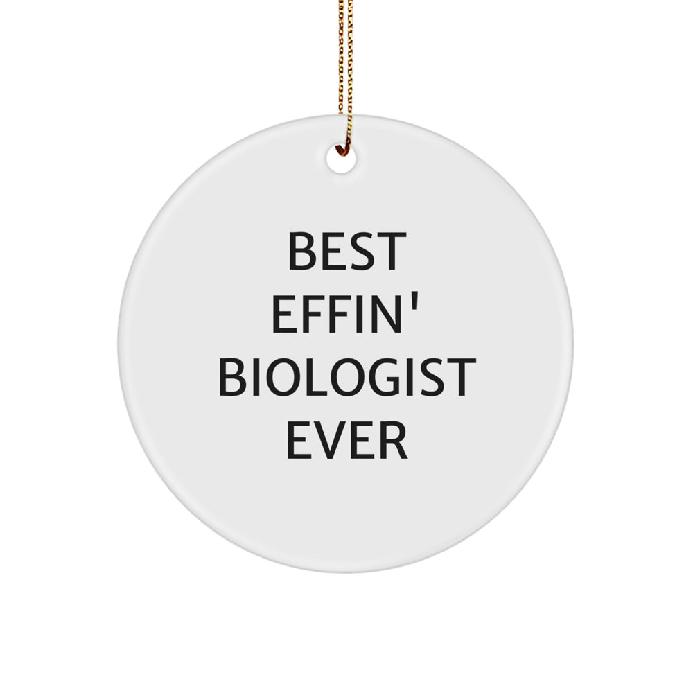 Funny Biologist Gifts for Men - Best Effin' Biologist Ever Christmas Unique Circle Ornament for Home Decor, Gifts from Friends to Family - Image 1