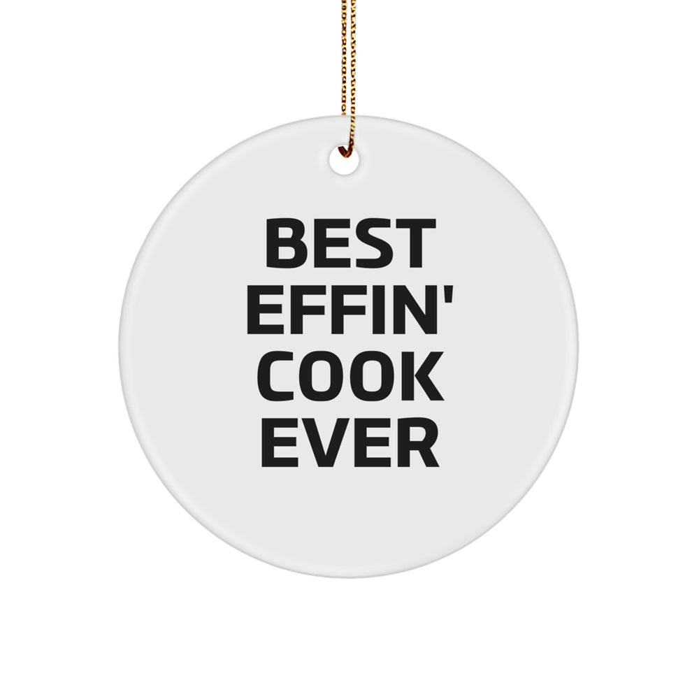 Funny Cook Gifts from Friends for Men and Women Best Effin' Cook Christmas Unique Circle Ornament - Image 1