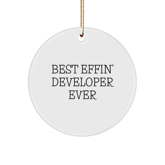 Funny Developer Circle Ornament Gifts from Friends to Best 'Effin' Developer Ever, Unique Christmas Decorations, MDF Material with High-Gloss Finish - Image 1