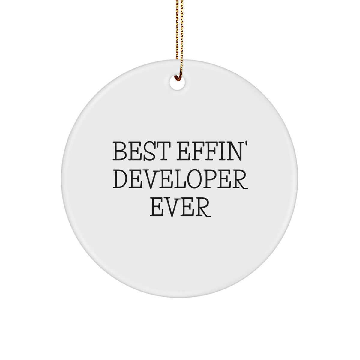 Funny Developer Circle Ornament Gifts from Friends to Best 'Effin' Developer Ever, Unique Christmas Decorations, MDF Material with High-Gloss Finish - Image 1