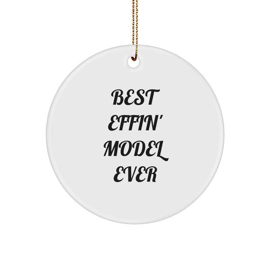 Funny Model Gifts for Men, Best Effin' Model Ever Circle Ornament, Funny Christmas Unique Gifts from Friends, Funny Model Decorations - Image 1