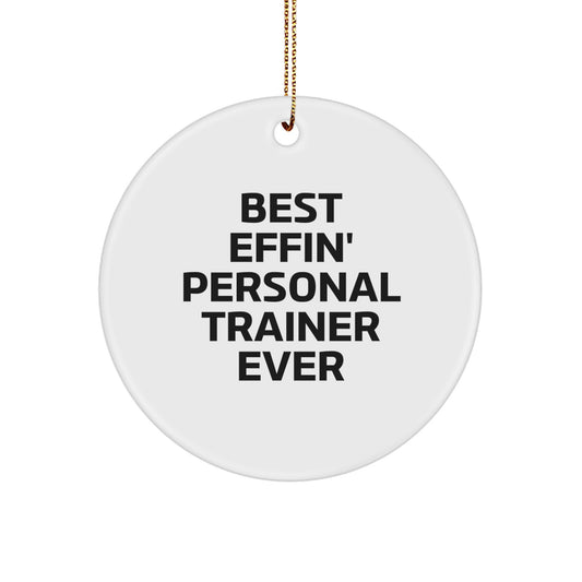 Funny Personal Trainer Gifts, Best Effin' Personal Trainer Ever Circle Ornament, Christmas Unique Personal Trainer Decorations for Home Office - Image 1