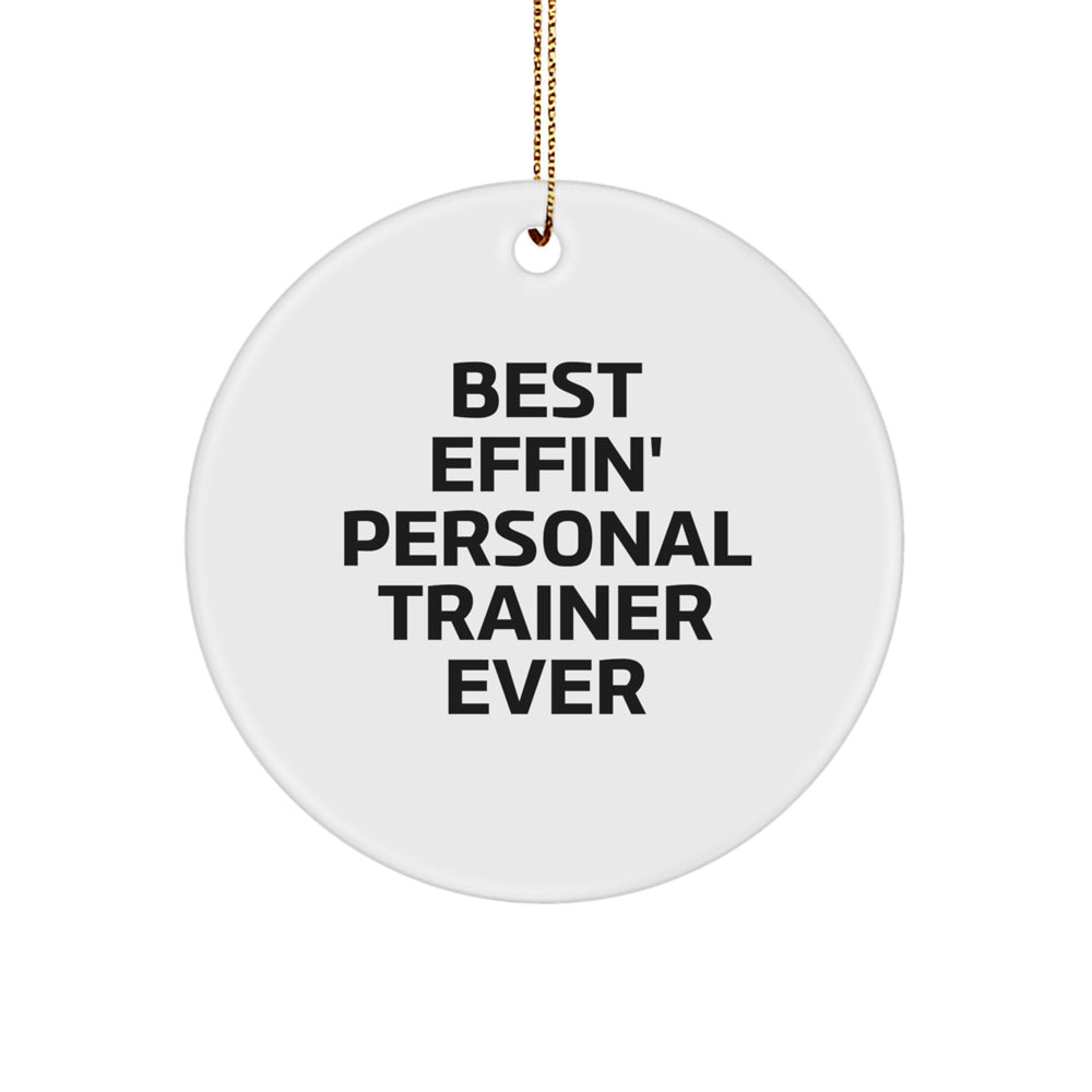 Funny Personal Trainer Gifts, Best Effin' Personal Trainer Ever Circle Ornament, Christmas Unique Personal Trainer Decorations for Home Office - Image 1