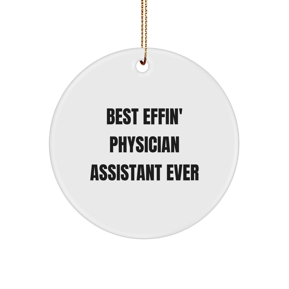 Funny Physician Assistant Gifts for Christmas - Best Effin' Physician Assistant Ever Circle Ornament - Gifts from Friends to Physician Assistant - Image 1